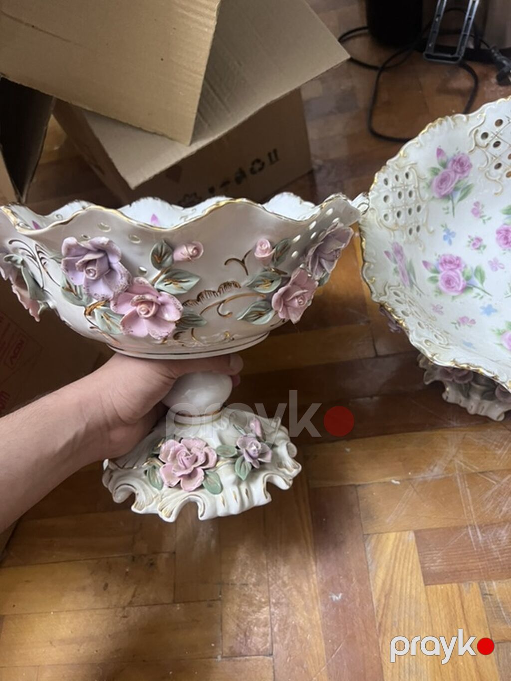 Porselen dekorativ qablar – 2 ədəd (pedestal kasalar) - Material — Süfrə qabı, Bakı (2)