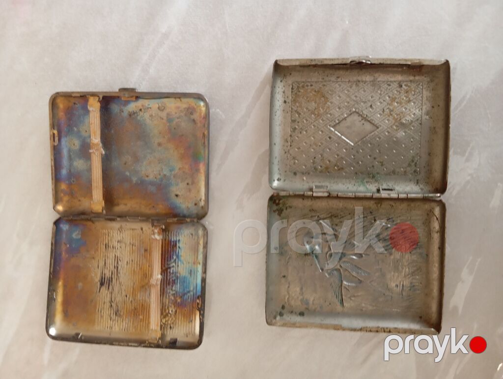 İki ədəd metal siqaret qabı (klassik portsiqaret) dəsti - Material — Elektronik siqaretlər, Digah (2)