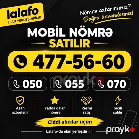Mobil Nömrə Satılır 050 / 055 / 070 — 477-56-60 Asan yadda — Bakı