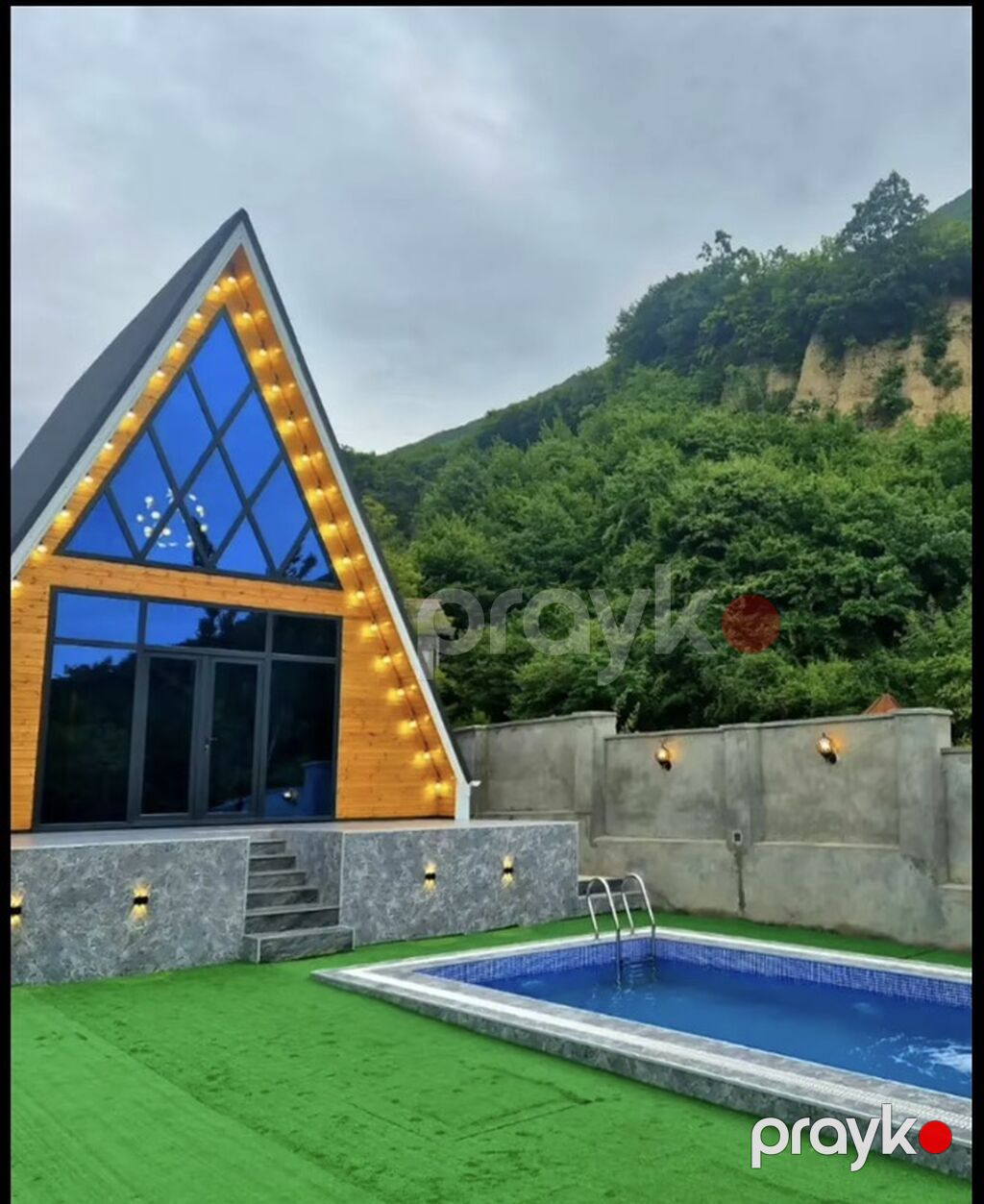 A‑frame üslubunda taxta kottec – şəxsi həyətyanı sahə və hovuzla — Ev, villa, Şəki (2)