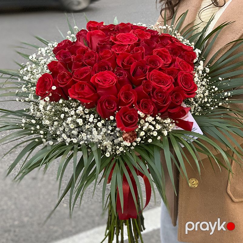 Qızılgül və Gipsofila - code:5093 — Bitkilər, Bakı (3)