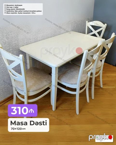 Masa Dəsti – 70×120 sm - Rəng: ağ (rəng seçimi mümkündür) - Masa — Bakı