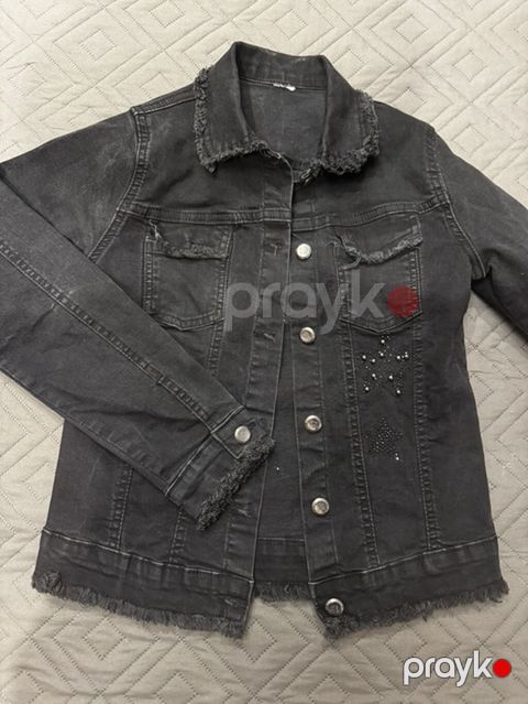 Qara denim gödəkcə - Material: sıx toxunmuş denim (pambıq əsaslı) — Bakı