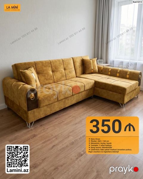Məhsul: Künc divan (Kod: 5313) Ölçülər: 260 160 sm Mexanizm — Bakı