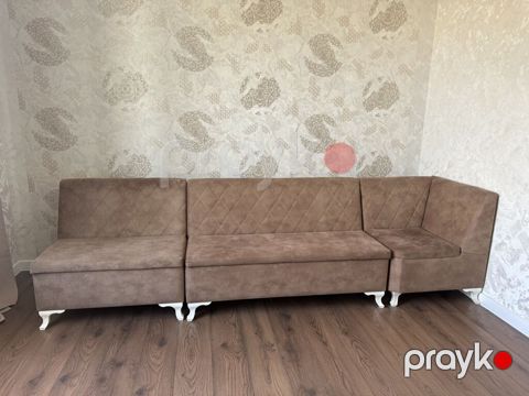 Künc divan – modul tipli, şokolad-qəhvəyi rəngdə, zərif romb tikişli — Digah