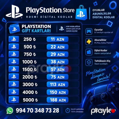 PlayStation Store rəsmi rəqəmsal kodları – PlayStation Gift Kartları — Bakı