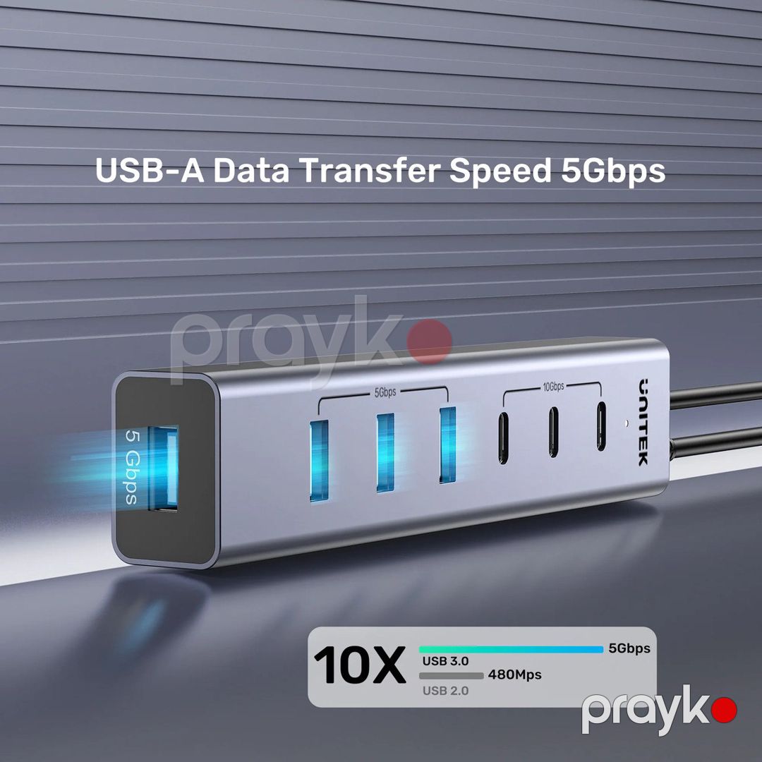 Unitek - uHUB S7+ — 3 Usb-c (10Gbps) və 4 Usb-a (5Gbps) portlu 7-si 1-də Usb-c hub — Periferik cihazlar, Bakı (4)