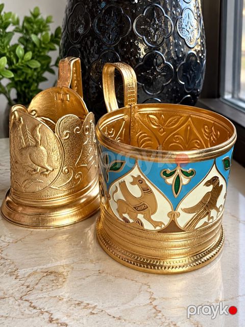 Vintage Ссср подстаканник с эмалью Çox gözəl və zövqlü vintage sovet — Bakı