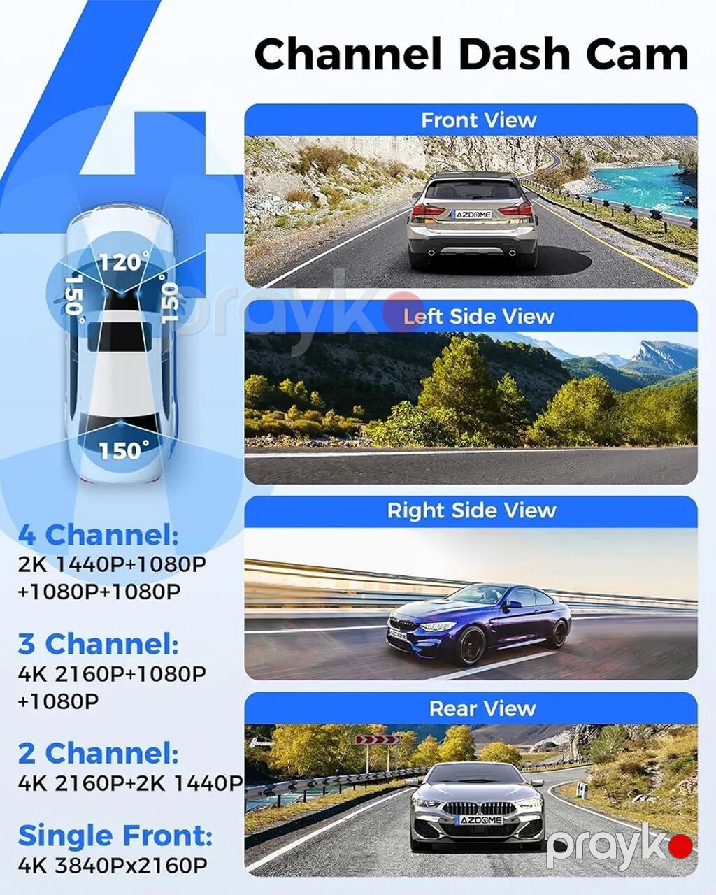 128GB 360° wife kamera - Çəkiliş keyfiyyəti: 4 kanal: 2K 1440P + — Video qeydediciləri, Bakı (4)