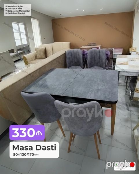 Masa Dəsti - Ölçü: 80×130/170 sm - Mexanizm: Açılan (uzadıla bilir) — Bakı