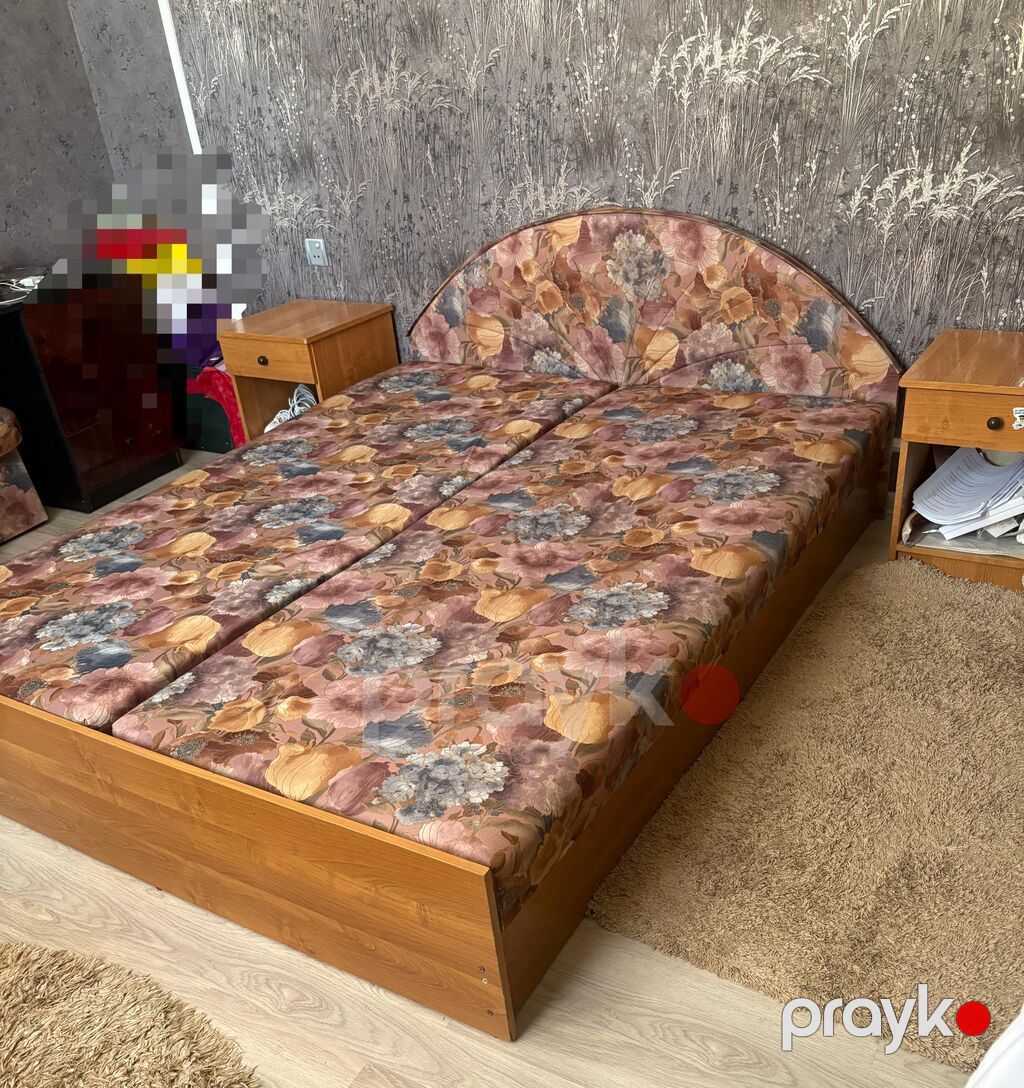 İki nəfərlik taxta çarpayı dəsti - Korpus: təbii ağac rəngində taxta — Yataq otağı mobilya dəstləri, Bakı (2)