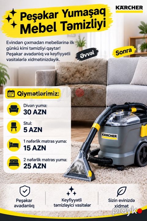 Yumşaq mebel təmizliyi — Bakı