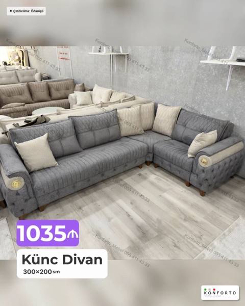 Künc divan – 300×200 sm - Rəng: boz (bej dekor yastıqlarla) — 1 035 ₼ · Баку, Nərimanov · Divanlər Künc divan – 300×200 sm - Rəng: boz (bej dekor yastıqlarla) — Баку