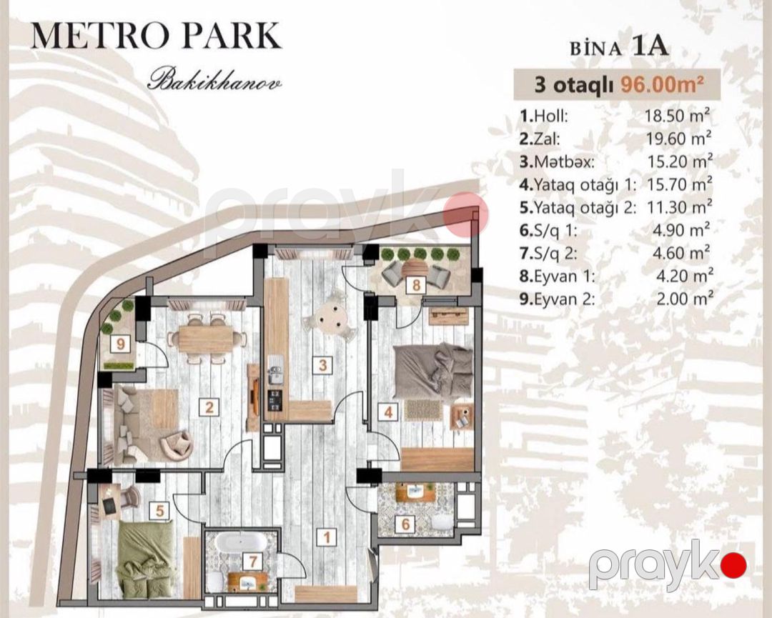 3-otaqlı yeni tikili, Sakit Qocayev küç., 96 m² — Mənzil, Bakı (6)
