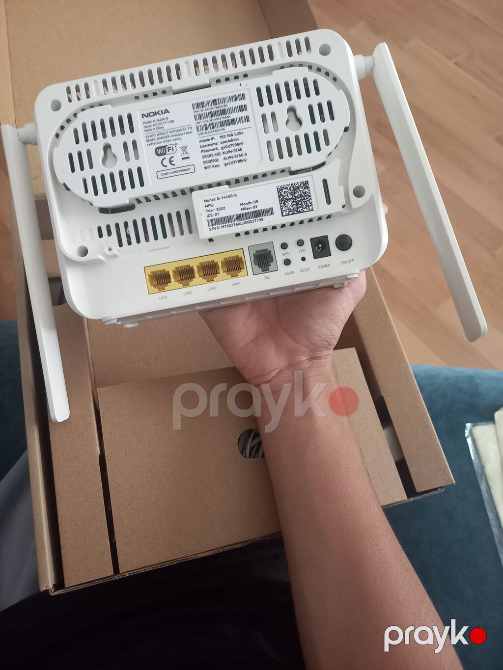 Nokia G-1425G-AE Wi‑Fi router - İki antenli güclü Wi‑Fi yayımı - Arxa — Şəbəkə və server avadanlığı, Bakı (3)