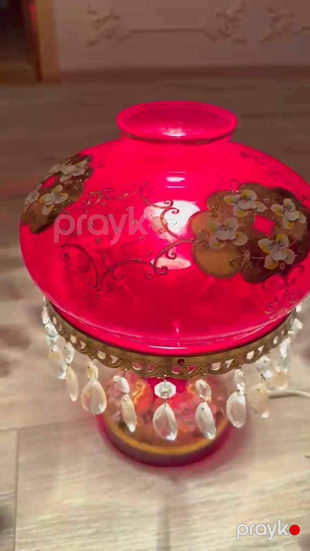 Büllur dekorativ masa lampası - Material: qalın qırmızı (rubin tonlu) — Döşəmə və stol lambaları, Mehdiabad (3)