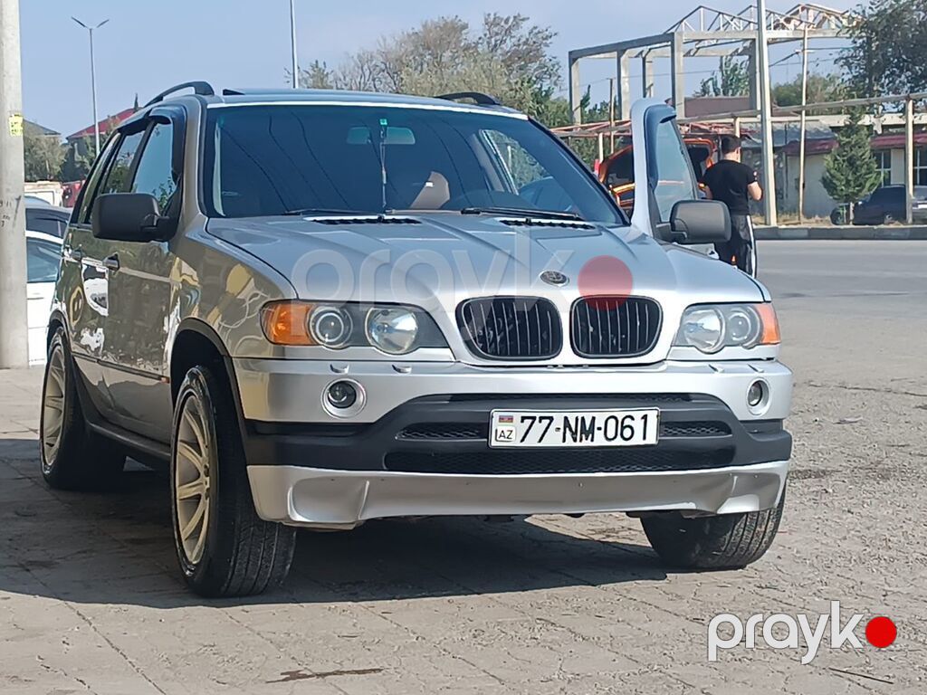 BMW X5 (E53) SUV - Kuzov: gümüşü rəng, 5 qapı, dam relsləri - Tam — Avtomobillər, Novxanı (3)