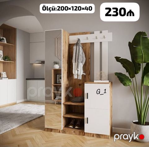 Dəhliz üçün çoxfunksiyalı dolab-komplekt - Ölçü: 200×120×40 sm — Bakı