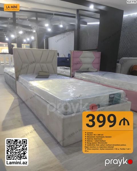 Çarpayı – Kod: 4156 - Ölçü: 90 200 sm - Mexanizm: Açılmayan — Bakı