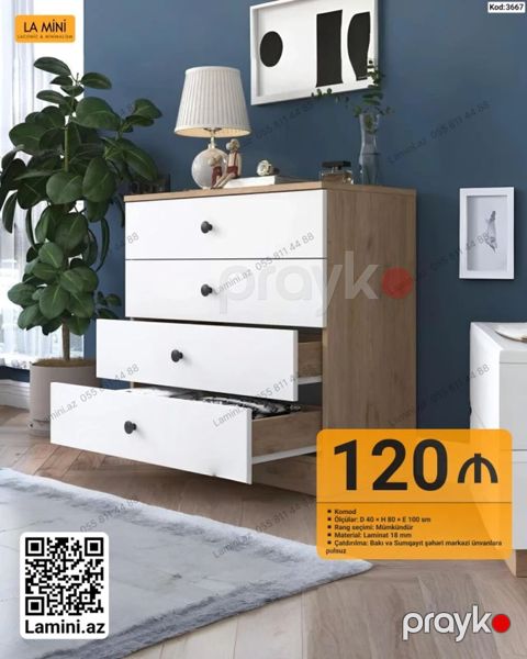 Məhsul: Komod (Kod: 3667) - Ölçülər: Dərinlik 40 Hündürlük 80 En — Bakı