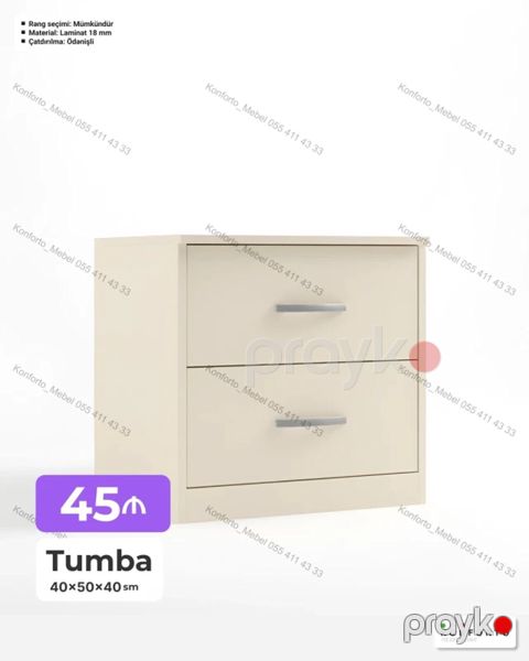 Tumba – 2 çekmecəli - Ölçü: 40×50×40 sm - Material: 18 mm laminat — Bakı