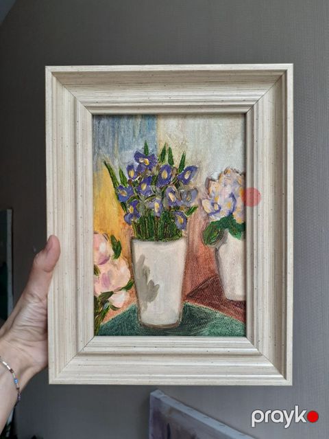 Natürmort yagli boya, kətan. 20x15 sm. Çərçivədə. Dekor üçün əla — Bakı
