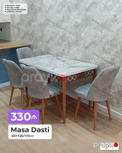 Masa Dəsti – 80×130/170 sm - Mexanizm: açılan (uzadıla bilən masa) — Bakı
