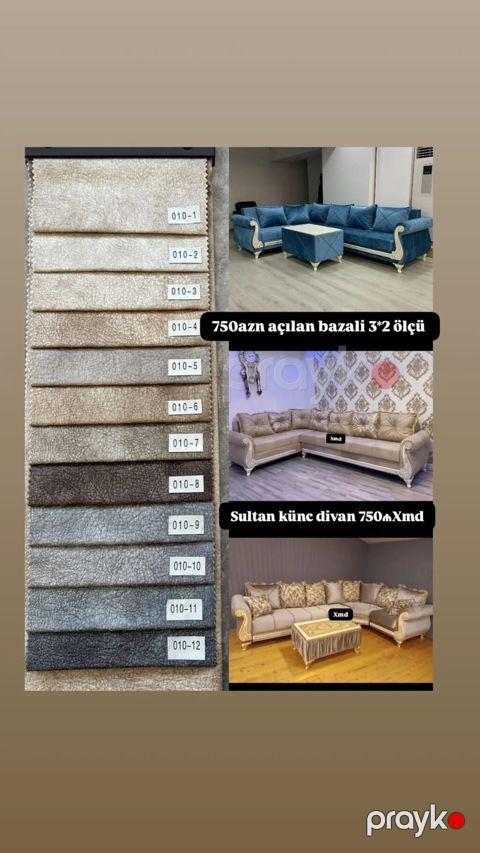 Sultan künc divan – açılan, bazalı model - Ölçü: 3×2 m - Qiymət: 750 — Bakı