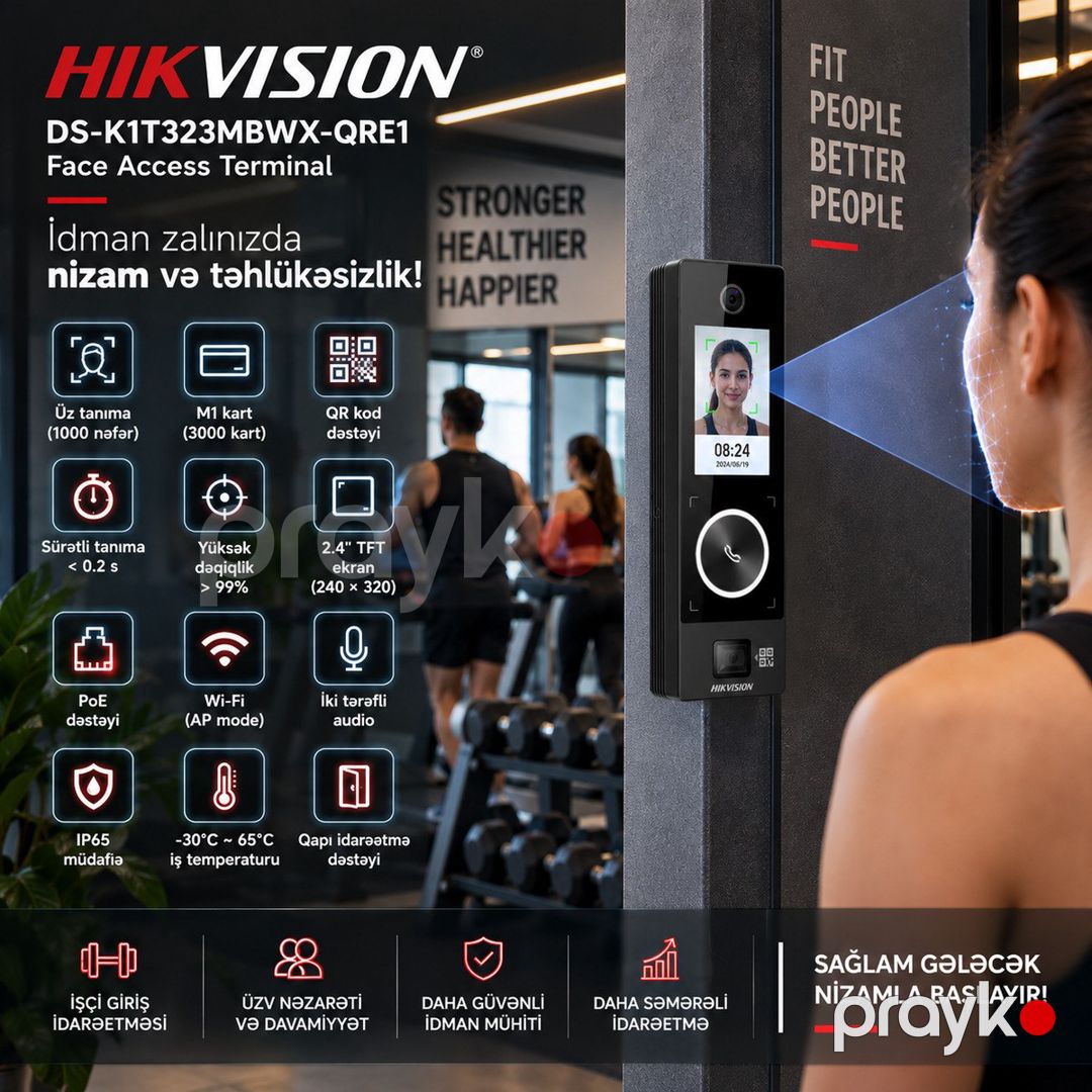 Hikvision Üz Tanıma Giriş Terminalı – Wi-Fi / PoE / QR — Ağıllı ev və təhlükəsizlik, Bakı (3)
