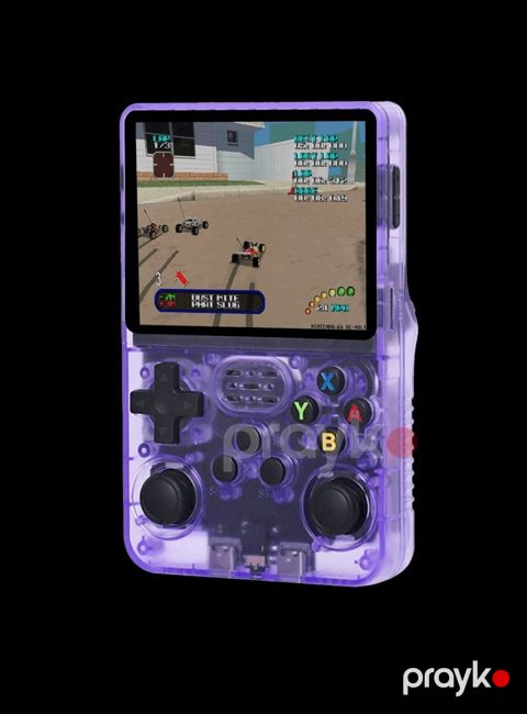 Retro daşınan oyun konsolu – şəffaf bənövşəyi korpus - 3.5" rəngli — Bakı