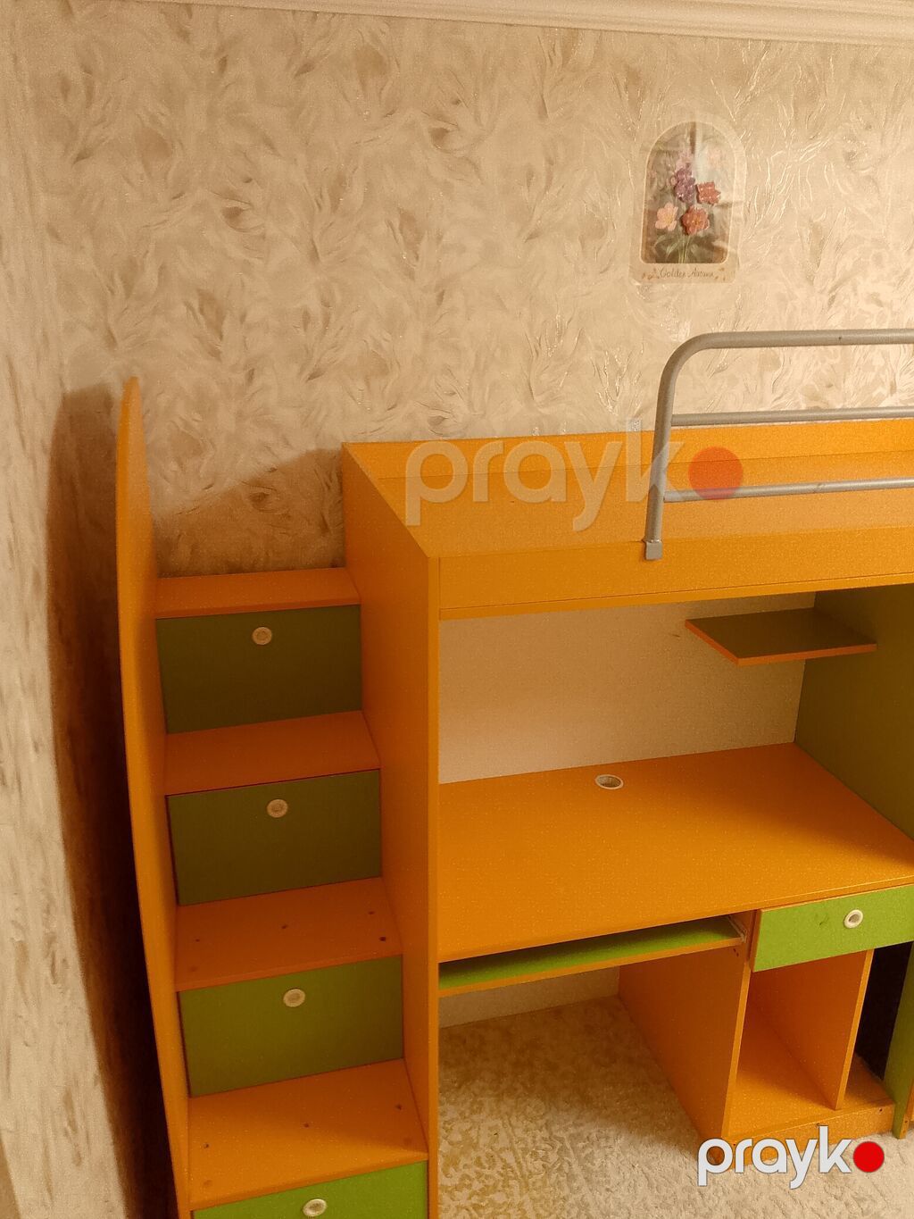 Uşaq üçün çoxfunksiyalı çarpayı-komplekt - Rənglər: narıncı və yaşıl — Uşaq mebeli dəstləri, Sumqayıt (2)