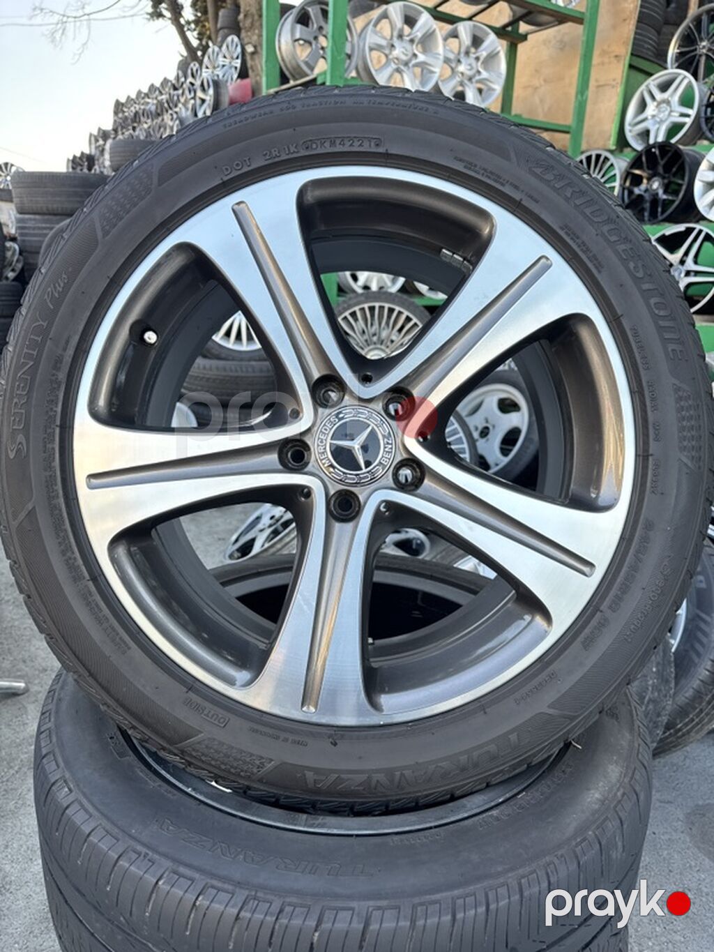 Mercedes-Benz orijinal yüngül lehimli disk + Bridgestone Turanza — Diskləri, Bakı (4)