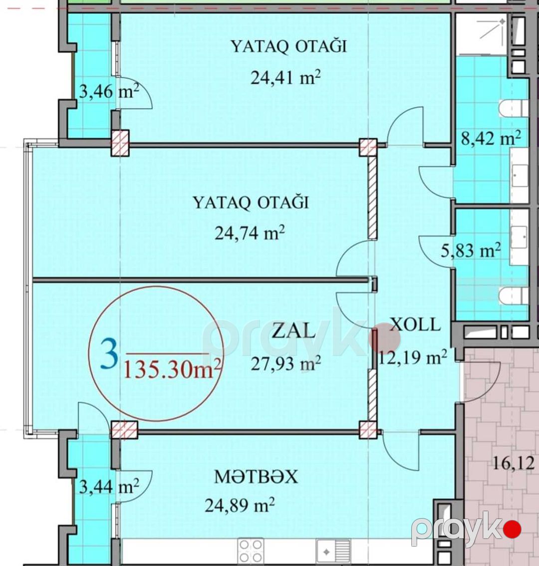 Satılır 3 otaqlı yeni tikili 137 m² — Mənzil, Bakı (2)