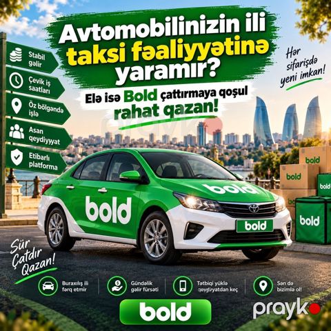 Taksi sürücüsü tələb olunur, Avtomobilin icarəsi, Həftəlik ödəniş, Təcrübəsiz — Ordubad