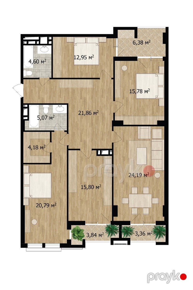 Satılır 4 otaqlı yeni tikili 146.2 m² — Mənzil, Bakı (4)