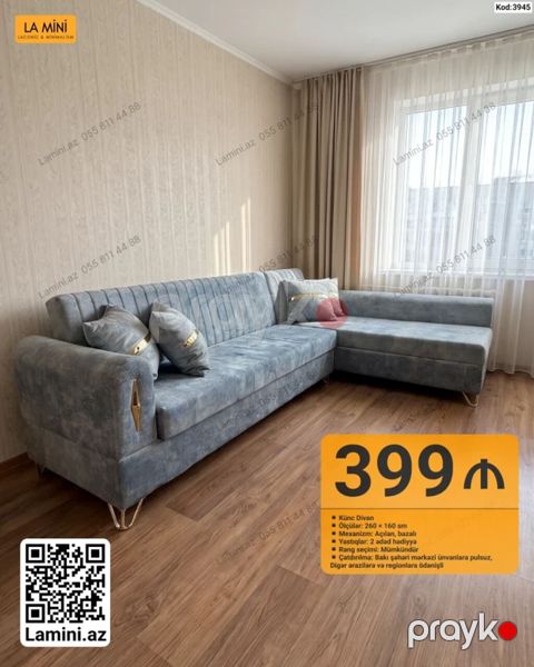 Künc divan – La Mini - Ölçülər: 260 160 sm - Mexanizm: açılan — Bakı