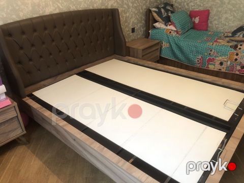 Yataq otağı dəsti - Çarpayı: 2 nəfərlik, taxta karkaslı. Başlıq — Bakı
