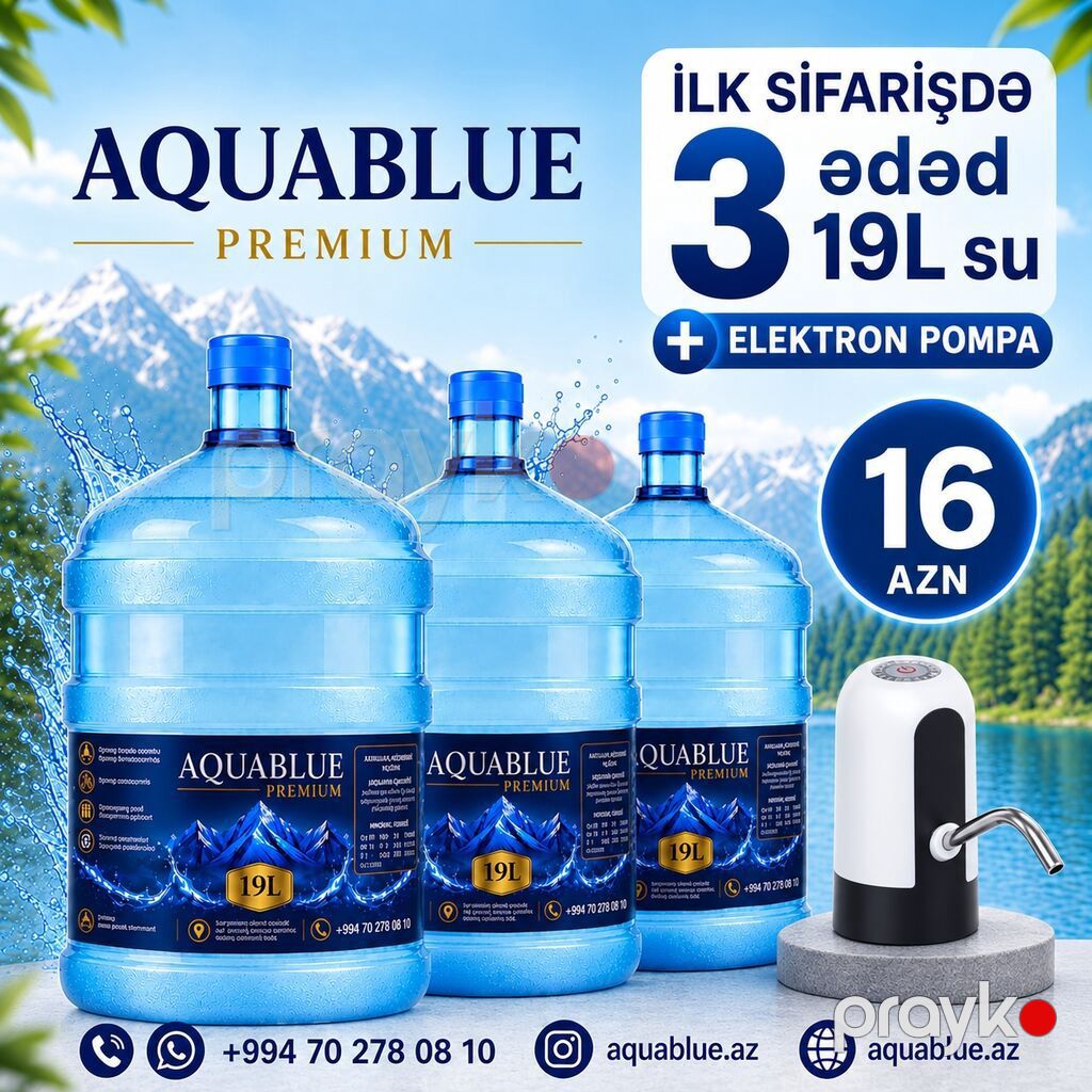 Aquablue Premıum – 19L içməli su - Müasir texnologiya ilə — Qida məhsulları, Novxanı (4)