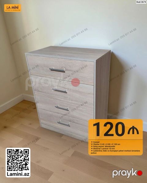 Komod – La Mini (Kod: 3674) - Ölçülər: D 40 H 80 E 100 sm - Rəng — Bakı