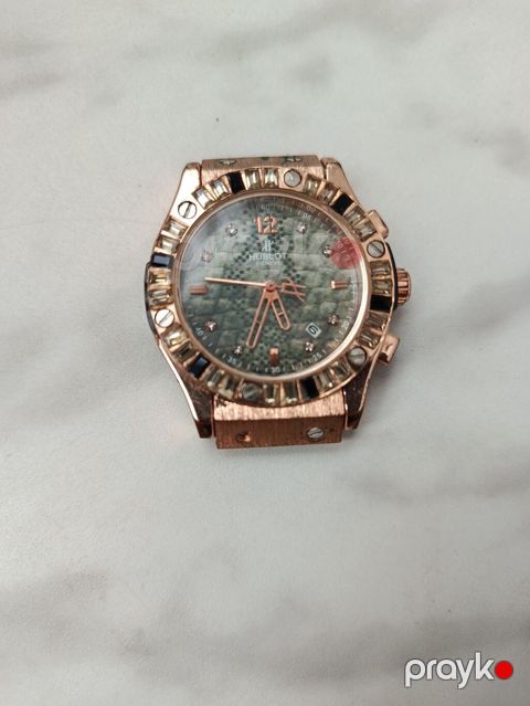 Hublot Big Bang tərzində qol saatı, qızılgül tonlu metal kasa ilə — Digah