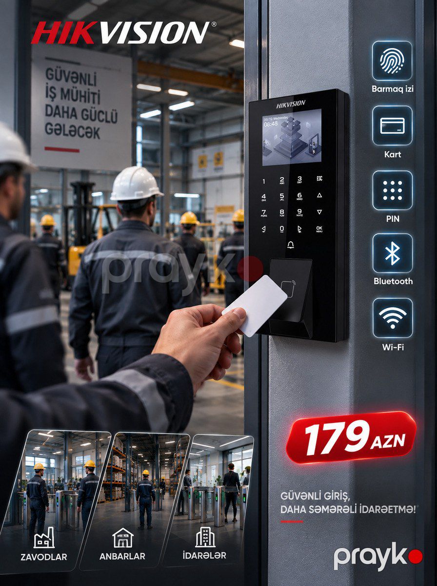 Hikvision DS-K1T807MBFWX-E1 Barmaq İzi və Kart Giriş Terminalı — Ağıllı ev və təhlükəsizlik, Bakı (2)