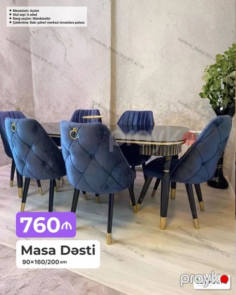 Masa Dəsti – 90×160/200 sm Mexanizm: Açılan (masa açıldıqda ölçü — Bakı