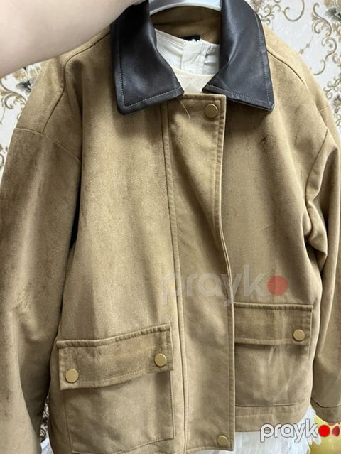 Qadın/kəsimsiz üslubda qısa üst geyim (jaket) - Rəng: bej gövdə, tünd — Bakı