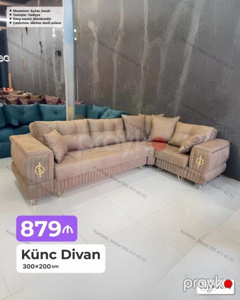 Künc divan – 300×200 sm Xüsusiyyətlər: - Mexanizm: Açılan, bazalı — Bakı