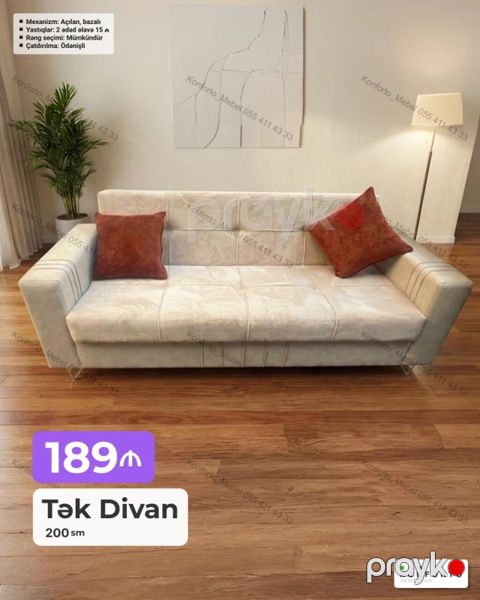Tək divan – 200 sm - Açılan, bazalı mexanizm: gündəlik istifadədə — Bakı