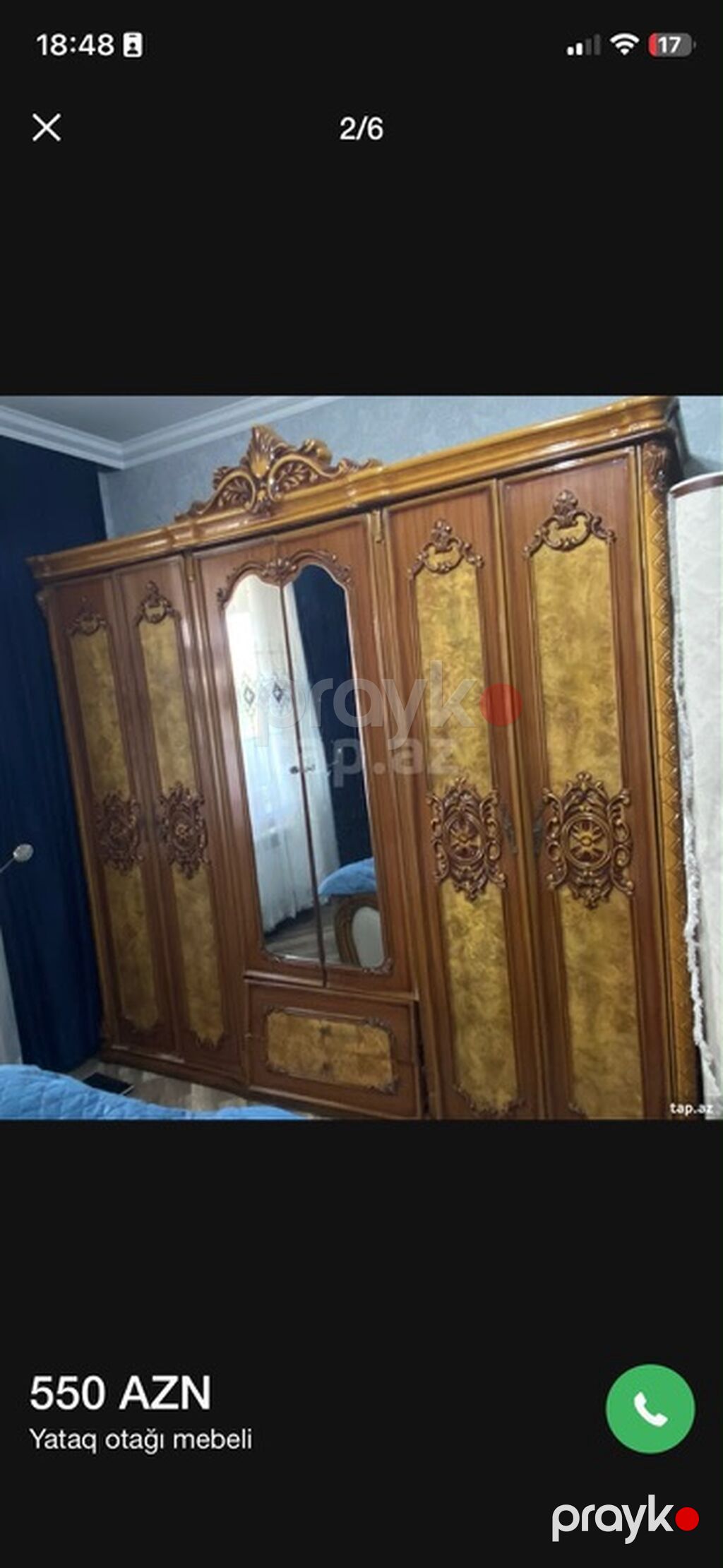 Klassik üslubda yataq otağı mebeli dəsti Dəst tərkibi: - İkinefərlik — Yataq otağı mobilya dəstləri, Pirəkəşkül (2)