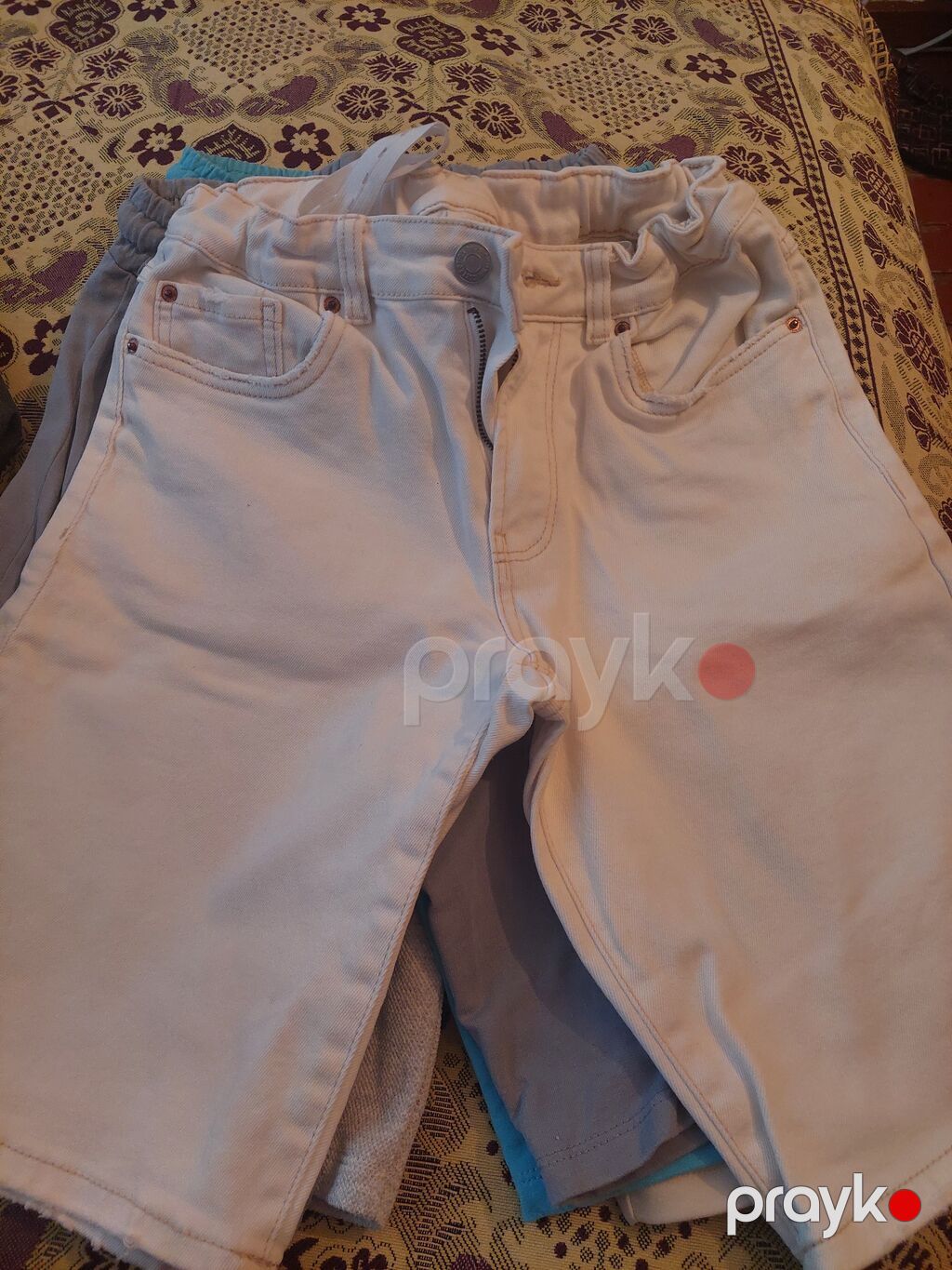 Uşaq yay geyim dəsti - 3 ədəd şort: - Açıq mavi trikotaj şort, yan — Uşaq geyimi, Şəmkir (3)