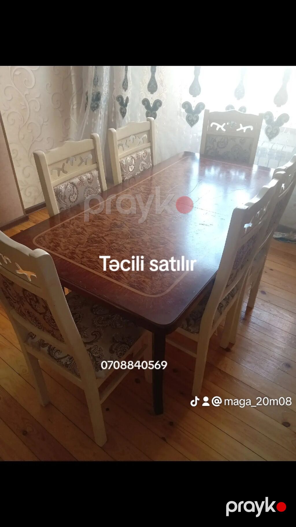 Mebel və məişət əşyaları dəsti - Yemək masası və 6 ədəd stul: taxta — Masalar və stullar, Xırdalan (6)