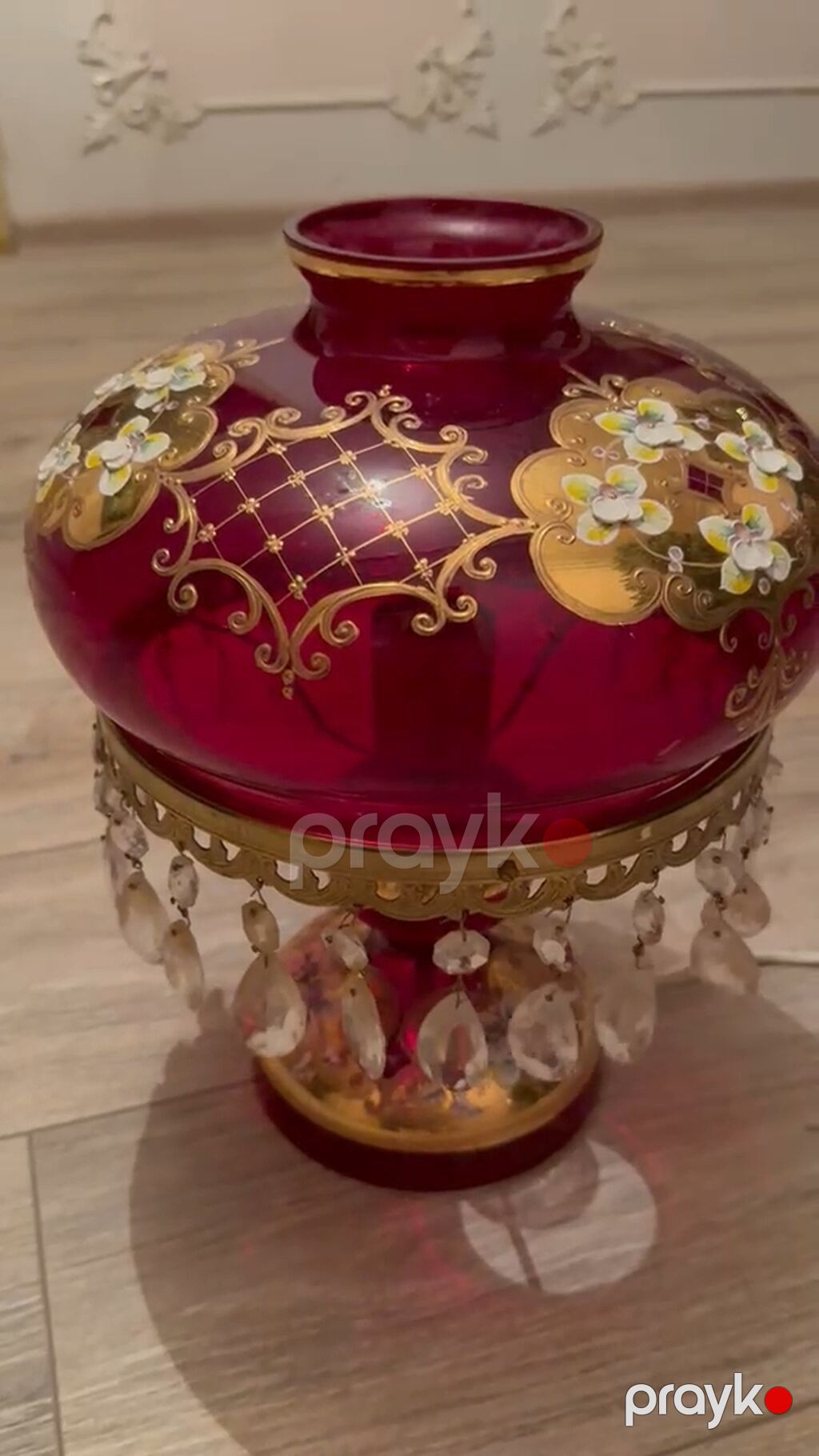 Büllur dekorativ masa lampası - Material: qalın qırmızı (rubin tonlu) — Döşəmə və stol lambaları, Mehdiabad (2)