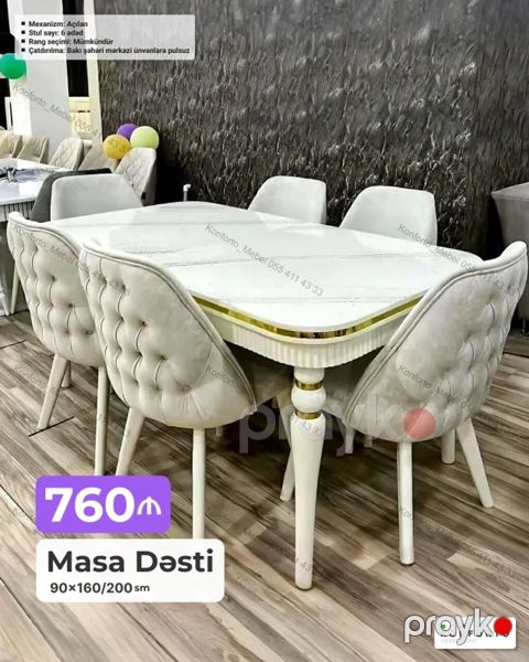 Məhsul: Masa Dəsti - Ölçülər: 90×160/200 sm (açılan mexanizm ilə 160 — Bakı